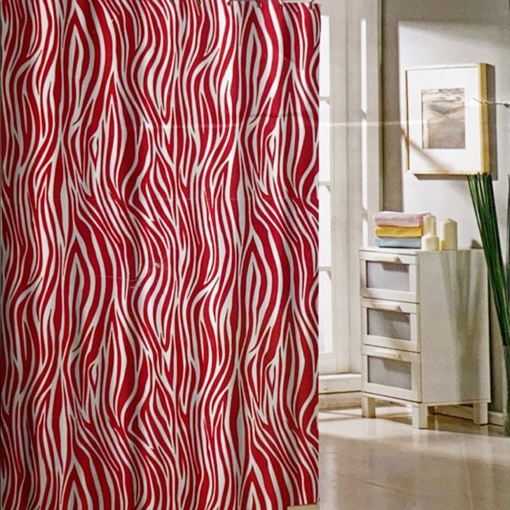 Interiors by design zebra textured shower curtain